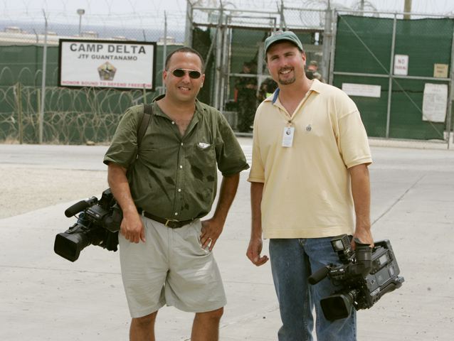 Paul and fellow cameraman at Guantanamo Bay Cuba